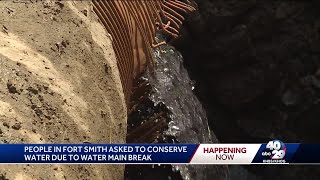 Crews work to repair a water main in Fort Smith