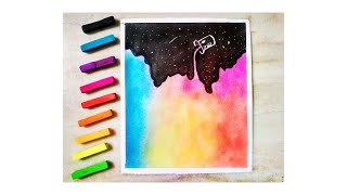 Rainbow 🌈 pouring on a dark sky /drawing a hope in a dark sky| using soft paste |The Finest Art 🎨 screenshot 2