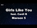 Girls Like You feat. Cardi B - Maroon 5 Karaoke 【With Guide Melody】 Instrumental