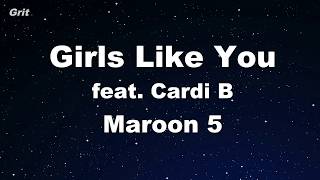 Video thumbnail of "Girls Like You feat. Cardi B - Maroon 5 Karaoke 【With Guide Melody】 Instrumental"