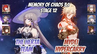 The Herta Team & Mydei Hypercarry Memory of Chaos Stage 12 (3 Stars) | Honkai Star Rail