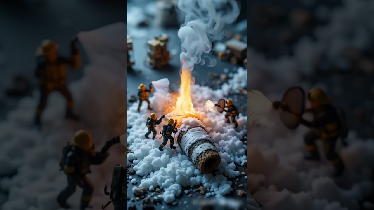 tiny extinguish a burning cigarette 
