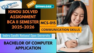 IGNOU BCA 2nd semester MCS-015(Communication Skills) Solved assignment 2025-2026| BCA #ignou #Viral