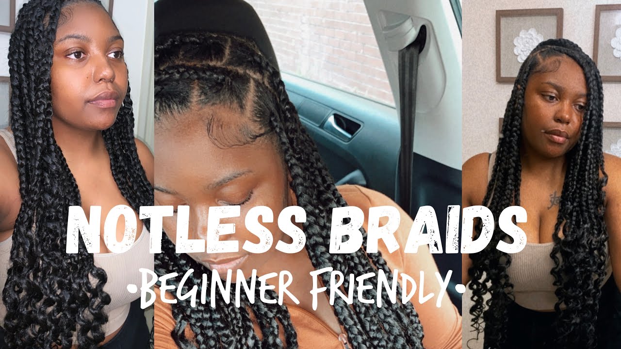 My first time doing Knotless braids on myself 2022 (BEGINNER FRIENDLY