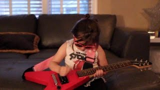 4 year old plays electric guitar!