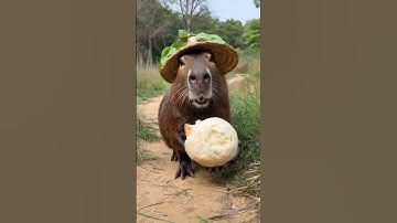 Capybara crosses swamp to get dumplings #capybara #funny #cute #ai #shorts #video
