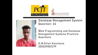 Question Set 24 Database Management Systems | Java Institute