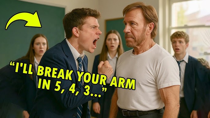 A bully hurt the new teacher. Big mistake! A minute later, he realized it  was Chuck Norris...