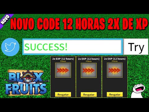 NOVO CÓDIGO 12 HORAS 2X DE XP + 5 CÓDIGOS PARA INICIANTES NO BLOX FRUITS  (roblox) blox fruits code 