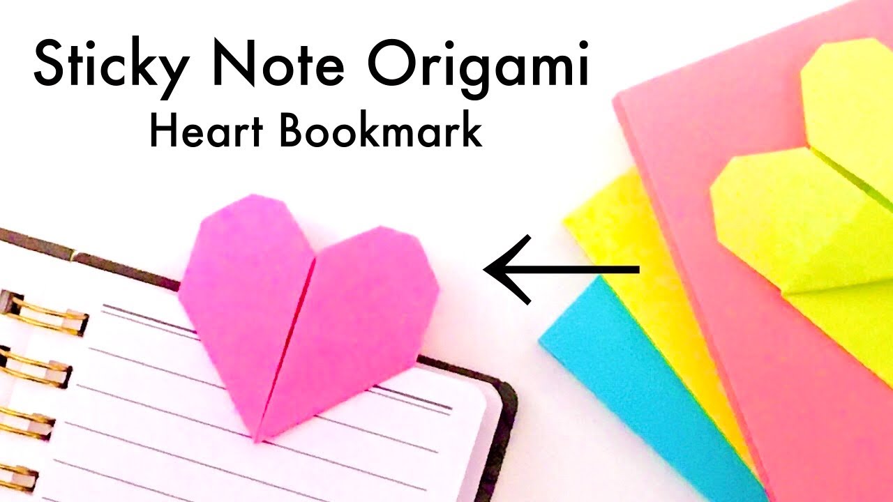 Sticky Note Origami Heart Bookmark 