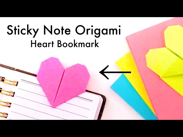 Valentine's Day Craft - DIY Heart Bookmark with Post-it(R) Notes, How to  Fold Paper Origami Heart 