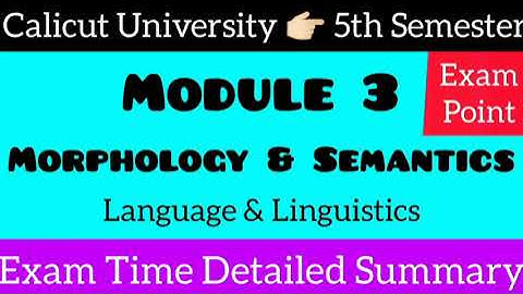 MORPHOLOGY & SEMANTICS | MODULE 3 #5THSEM #languageandlinguistics #calicutuniversity #exam#cu💯#part1