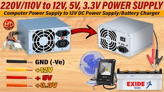 COMPUTER POWER SUPPLY to 12V / 5V / 3.3V  DC SUPPLY and BATTERY CHARGER | #ATX #ComputerPowerSupply