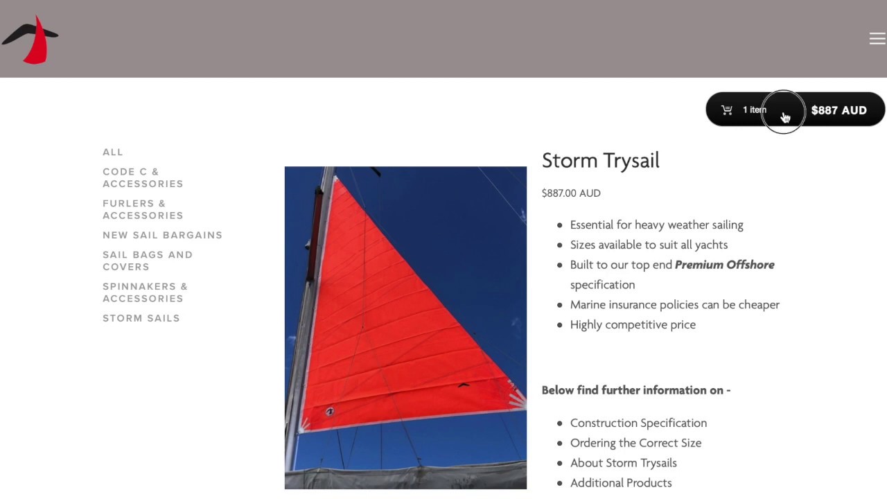 Storm Trysail - Rolly Tasker Sails