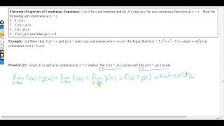 Calculus 1: Limits 17 Properties of Continuity