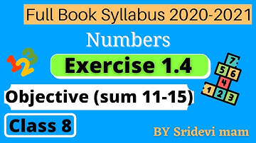 TN class 8 maths chapter 1 Numbers exercise 1.4 objective sum 8th std full book new syllabus 8th std