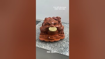 Cóc Tài Lộc Ngậm Tiền Vàng gỗ Mun đuôi công, nguyên khối, nặng 25Kg