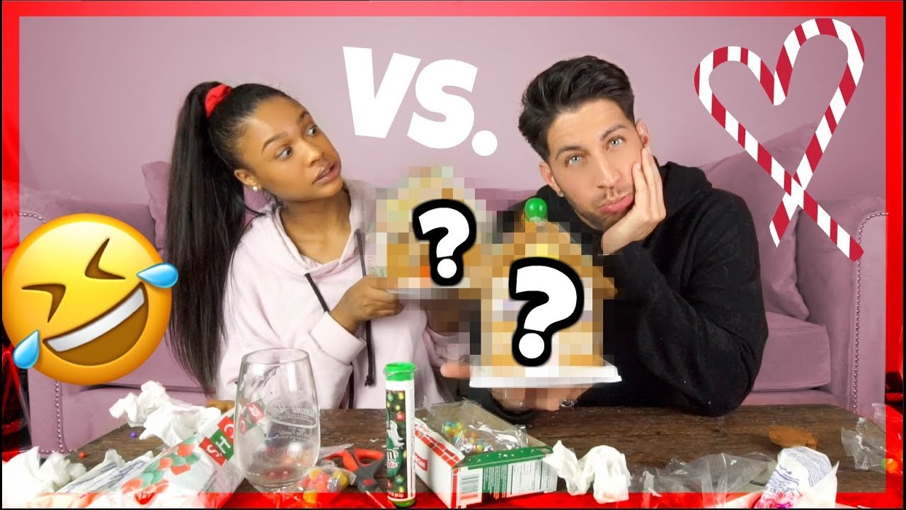 FUNNY COUPLES GINGERBREAD HOUSE CHALLENGE | VLOGMAS EP. 2