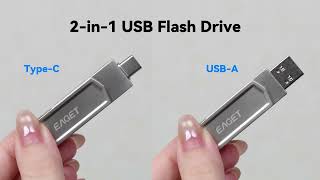 EAGET CF22 360° Rotatable 2‑in‑1 Flash Drive | USB‑A & Type‑C OTG Metal Thumb Drive#eaget #CF22