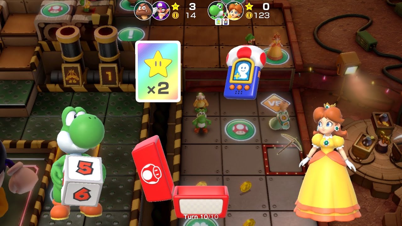 Super Mario Party Partner Party #1682 Gold Rush Mine Yoshi & Daisy vs Goomba & Waluigi