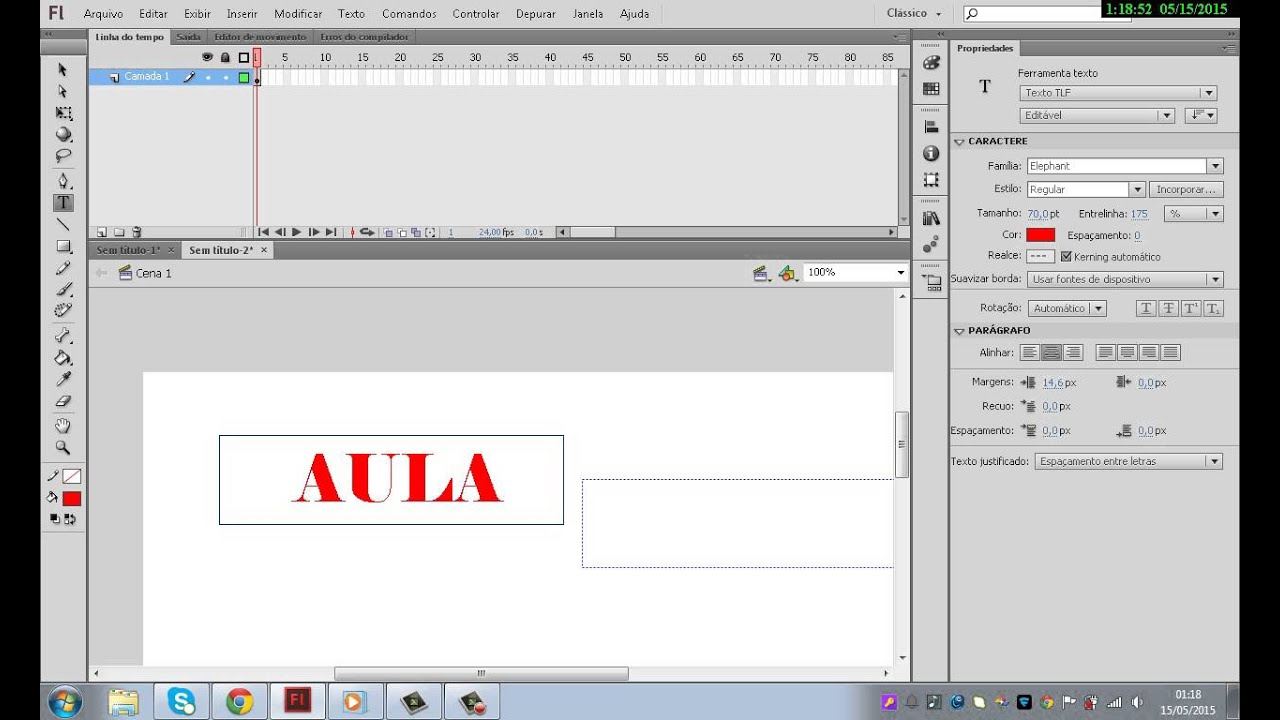 Curso Adobe Flash Professional CS6 Aula 4 Ferramenta texto parte 2 ...