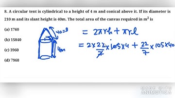 A circular tent is cylindrical to a height of 4 m and conical above it  If its diameter is 210 m and