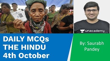 4th October | Current Affairs Based Daily MCQs | UPSC CSE/IAS 2020 | Saurabh Pandey