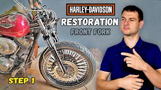 Restoration a 2004 HD Road King motorcycle. Front forks (step1)