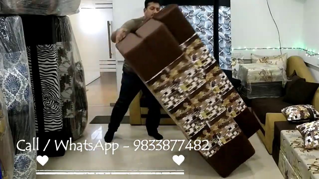 brown colour Sofa Cum Bed Foldable N Washable Sofa Cum Bed For 9999/- WatsAp 9833877482