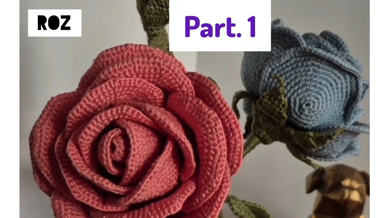 آموزش مرحله به مرحله بافت گل رز با قلاب | گل رز بافتنی زیبا و سادهStep-by-Step Crochet Rose Tutorial