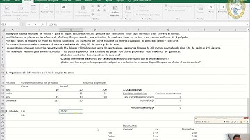 Problema de optimizacion y analisis de sensibilidad con solver de excel