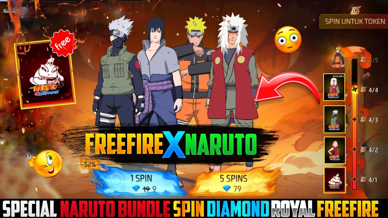 Indonesia server Special Naruto Bundle Spin🔥😱  || ff Indonesia server naruto bundle spin 🔥