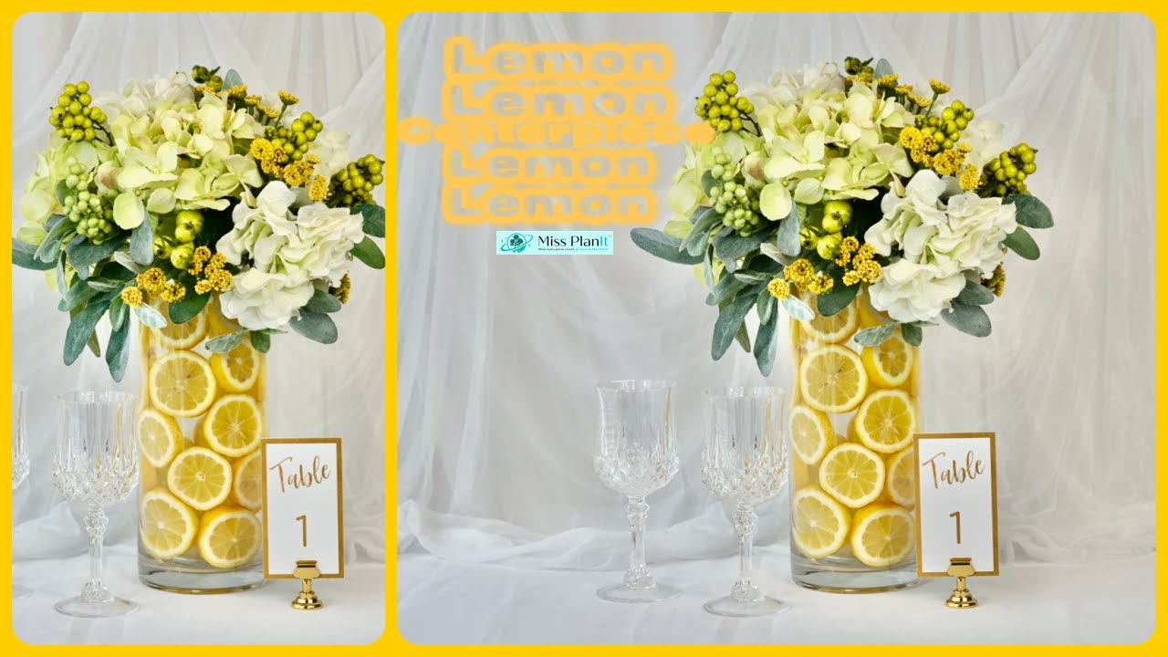 DIY Tall Lemon Summer Wedding Centerpiece Weddings On A Budget DIY