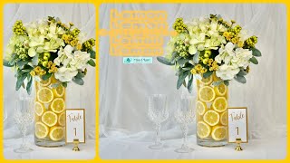 DIY Tall Lemon Summer Wedding Centerpiece | Weddings On A Budget | DIY Wedding Centerpiece Tutorials