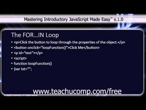 JavaScript Training Tutorial The FOR…IN Loop