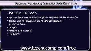 JavaScript Training Tutorial The FOR…IN Loop
