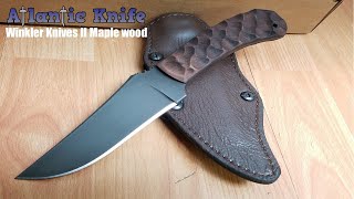 WINKLER KNIVES II BELT SCULPTED MAPLE WOOD HANDLE FIXED BLADE KNIFE WITH SHEATH 001