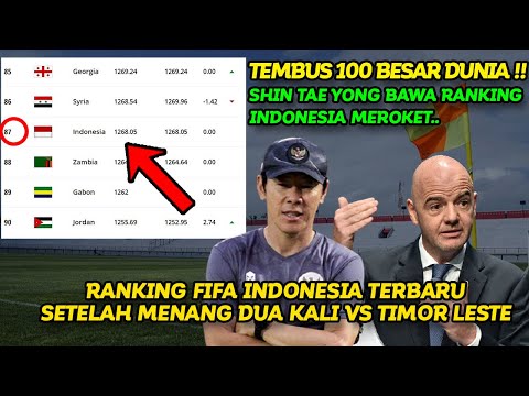 Ranking FIFA Indonesia Terbaru Hari Ini Setelah Kalahkan Timor Leste Dua Kali