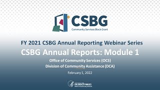 FY 2021 CSBG Annual Report Module 1