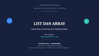 List dan Array - Algoritma dan Pemrograman