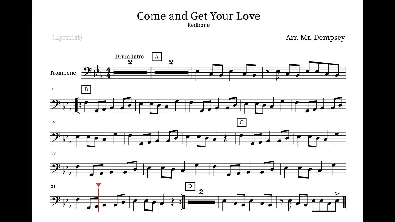 Trombone Play Along Come and Get Your Love YouTube