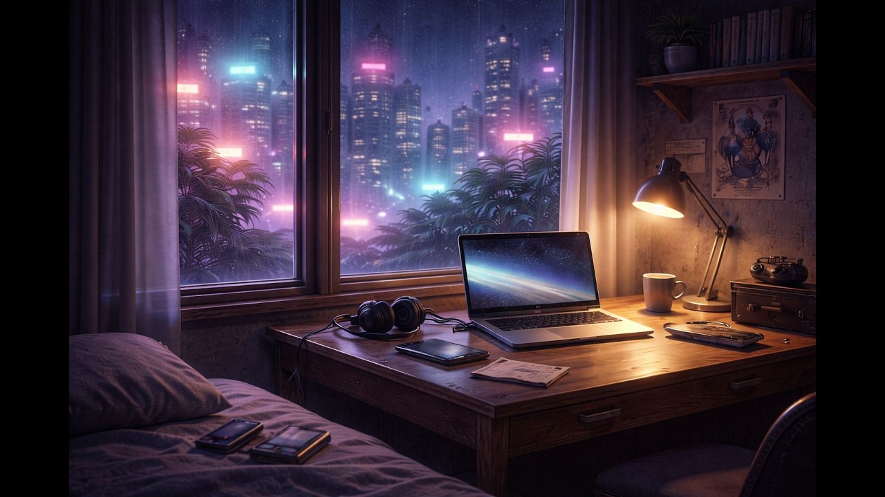 Late Night Soft Neon 📼 Calm Synthwave for Focus, Coding and Reading