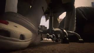 pov: under the desk of an unaware giantess