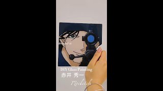 Anime Glass Painting | Painting Shuichi Akai from Detective Conan | Mocketch #shorts