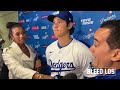 Dodgers postgame shohei ohtani discusses ceremonial first pitch elly de la cruz  more