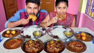 Chicken Leg Piece+Fish Curry+Egg Curry+Rice Eating competition In Bengali || Food Challenge