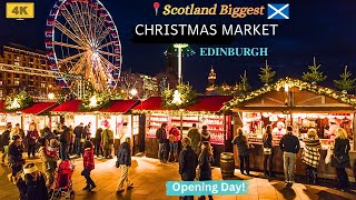 🎅 Winter Magic in Edinburgh | 4K | Scotland’s Biggest Christmas Market Walk ❄️