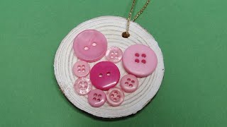 DIY How to Make a Wooden Disk Mothers Day Heart with Buttons | Mothers Day Gift | Hanging Ornament
