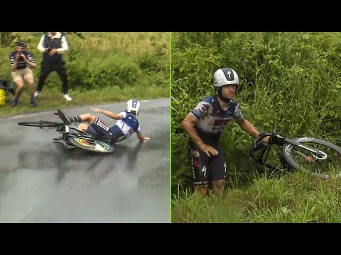 As fue la dura cada de Remco Evenepoel en la CRI del Nacionales de Blgica! ??