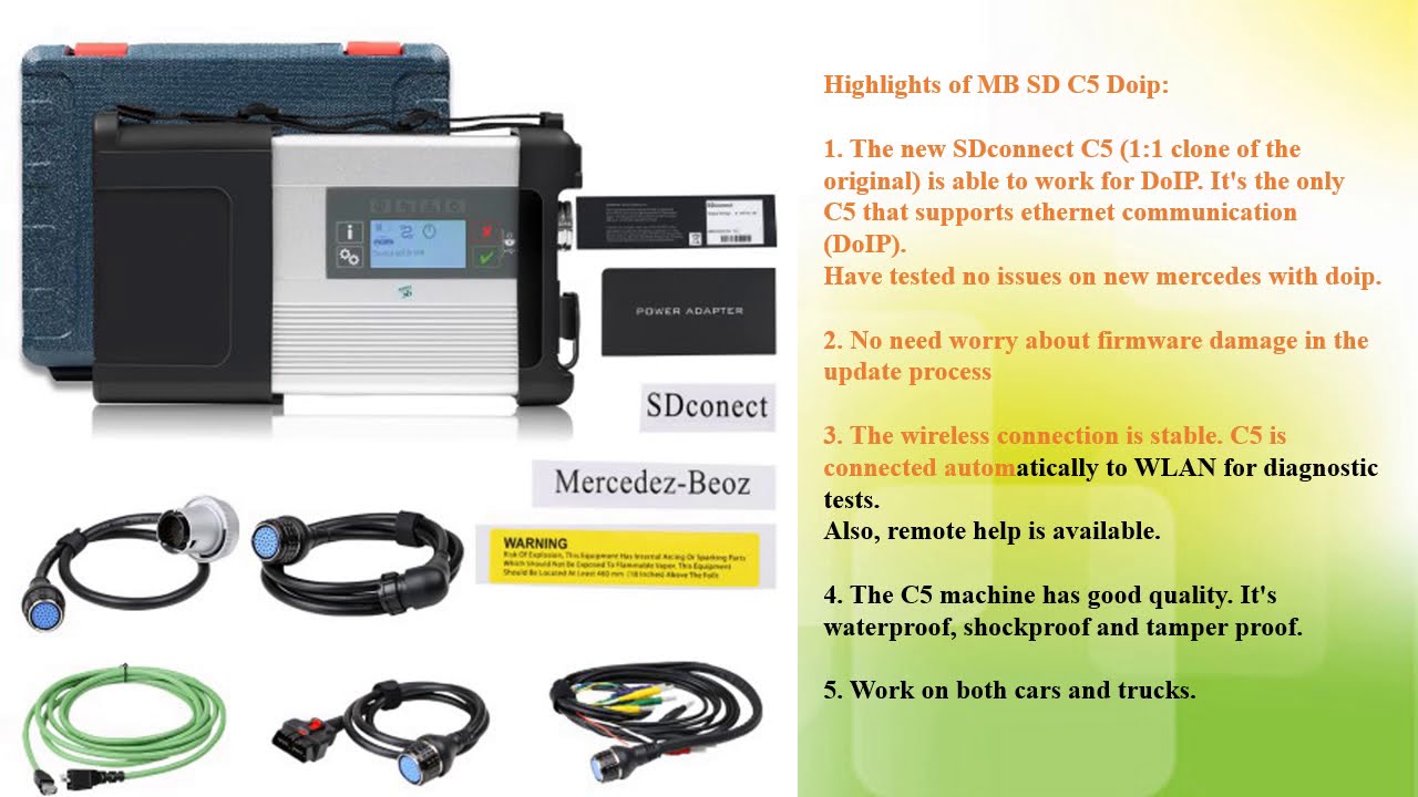 DOIP Version MB SD C5 BENZ Star C5 DOIP Diagnosis with Wifi for Cars and Trucks in Plastic Case